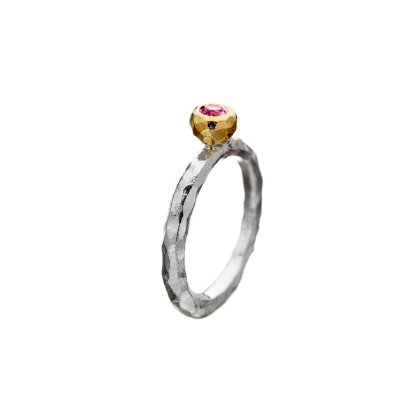Ringo Kula Ring in silver and 18K yellow gold with pink sapphire 0