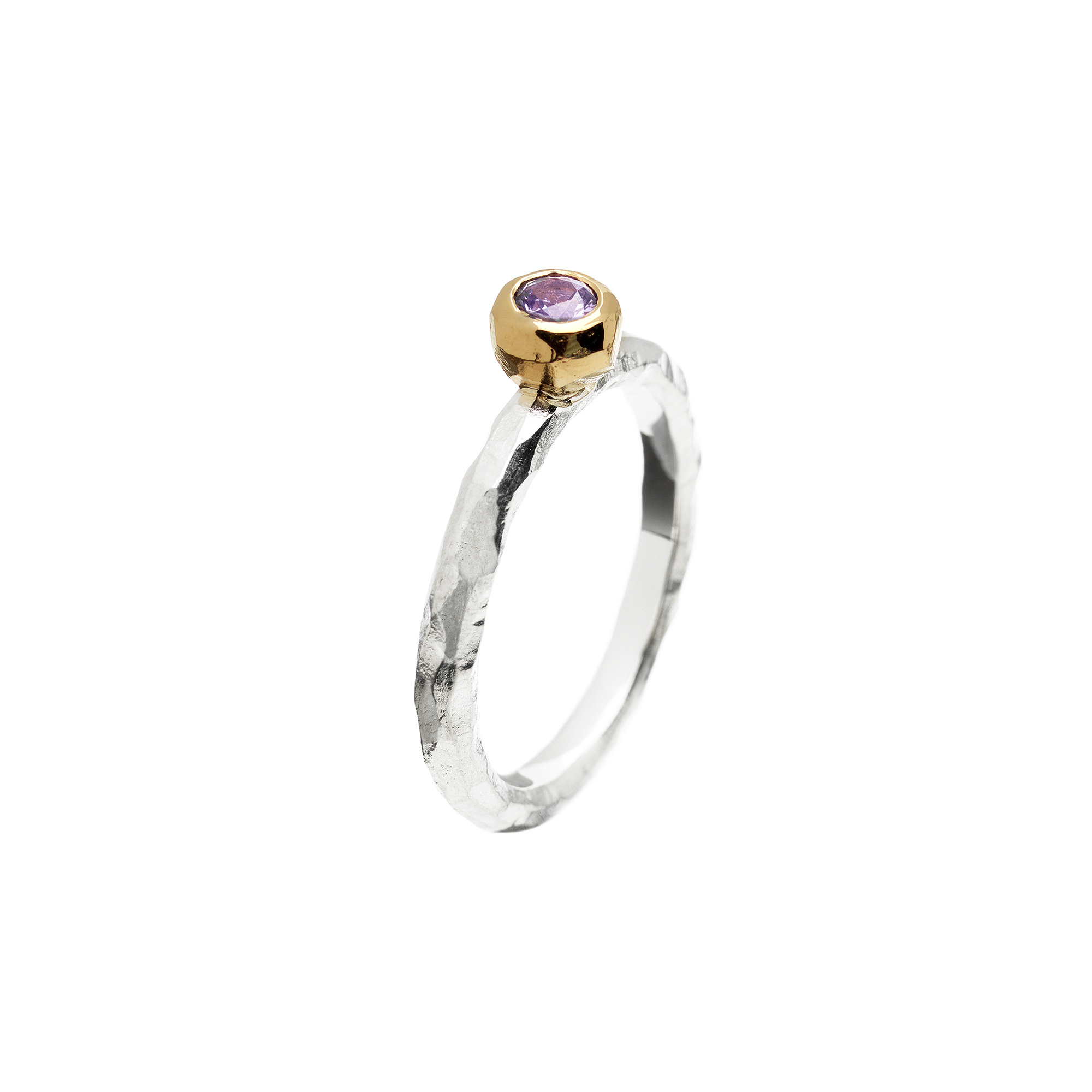 Ringo Kula Ring in silver and 18K yellow gold with violet sapphire 0